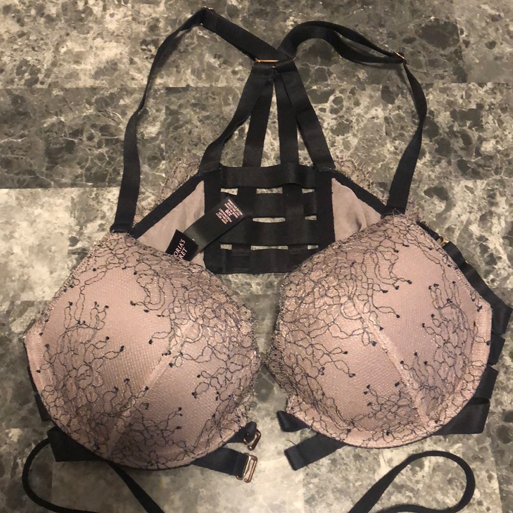 Victoria secret black and purple push up bra